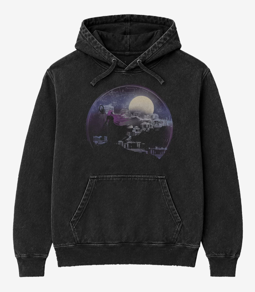 Poleron Canguro Acid Wash Negro de 12 casas 