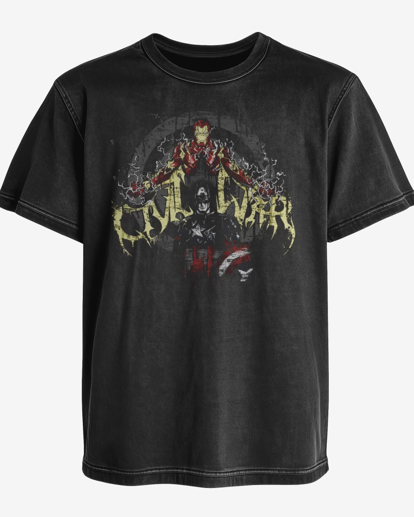 Polera desgastada Negro de civil war 