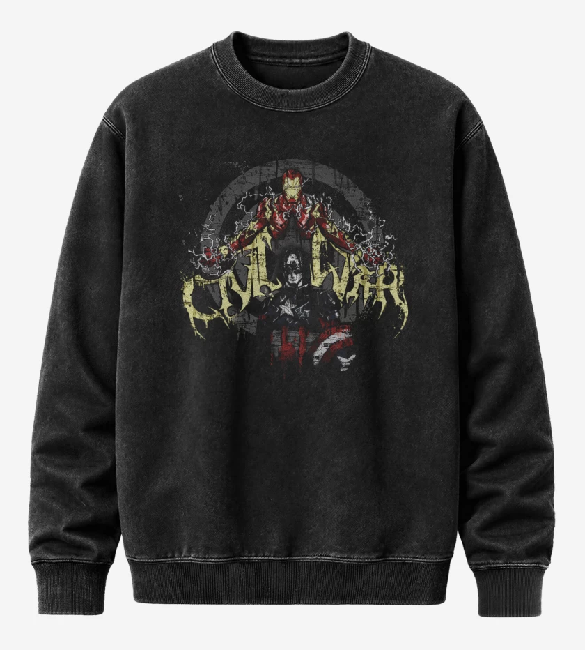 Poleron Polo Acid Wash Negro de civil war 