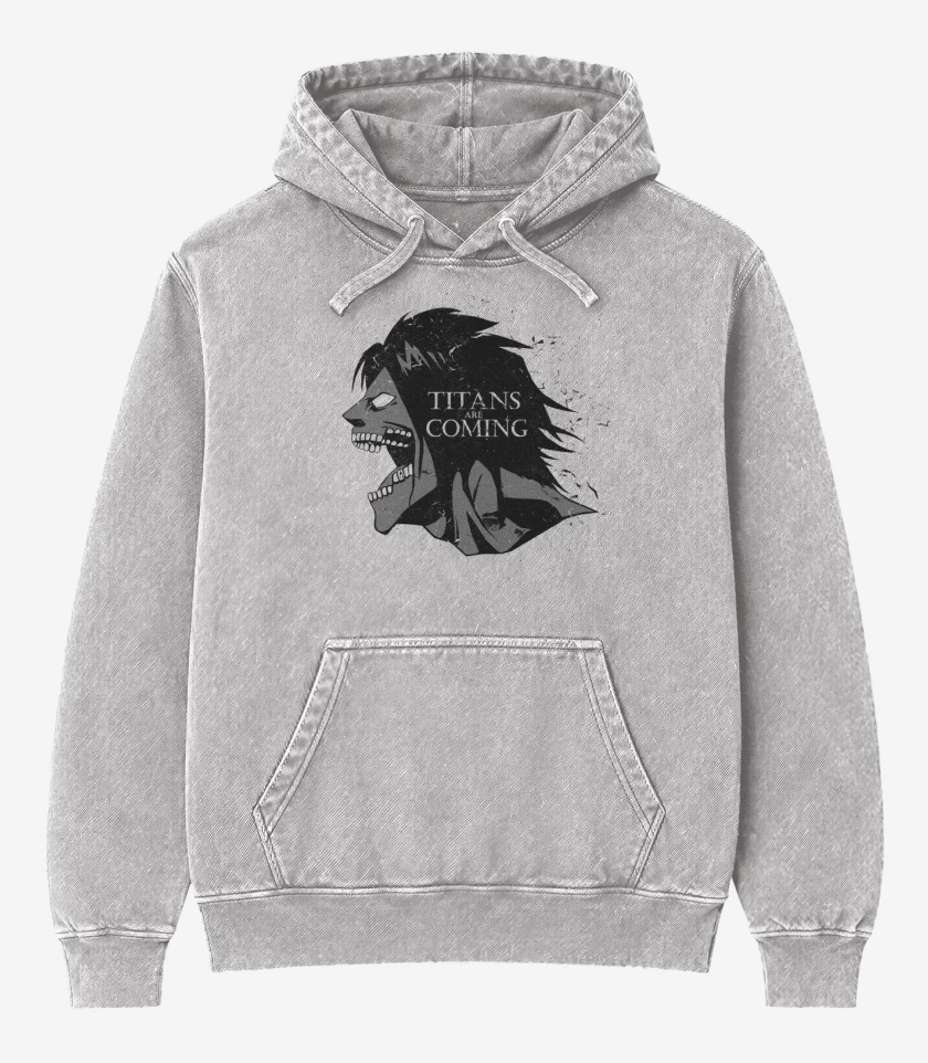 Poleron Canguro Acid Wash Gris Melange de titan
