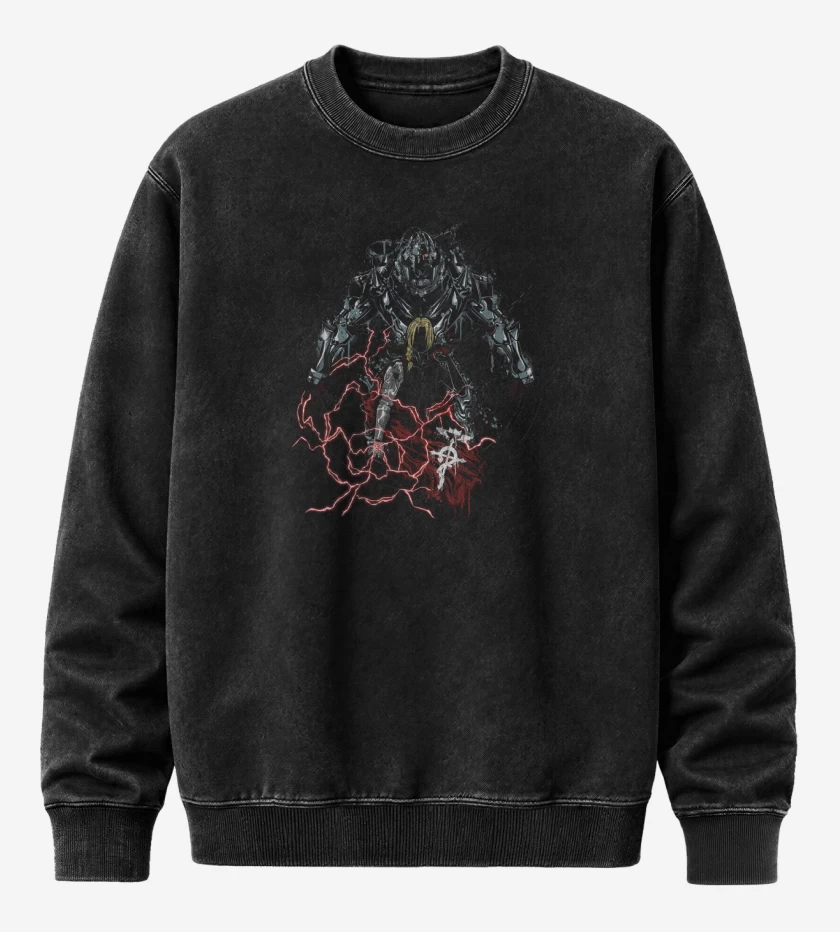Poleron Polo Acid Wash Negro de full metal alchemist