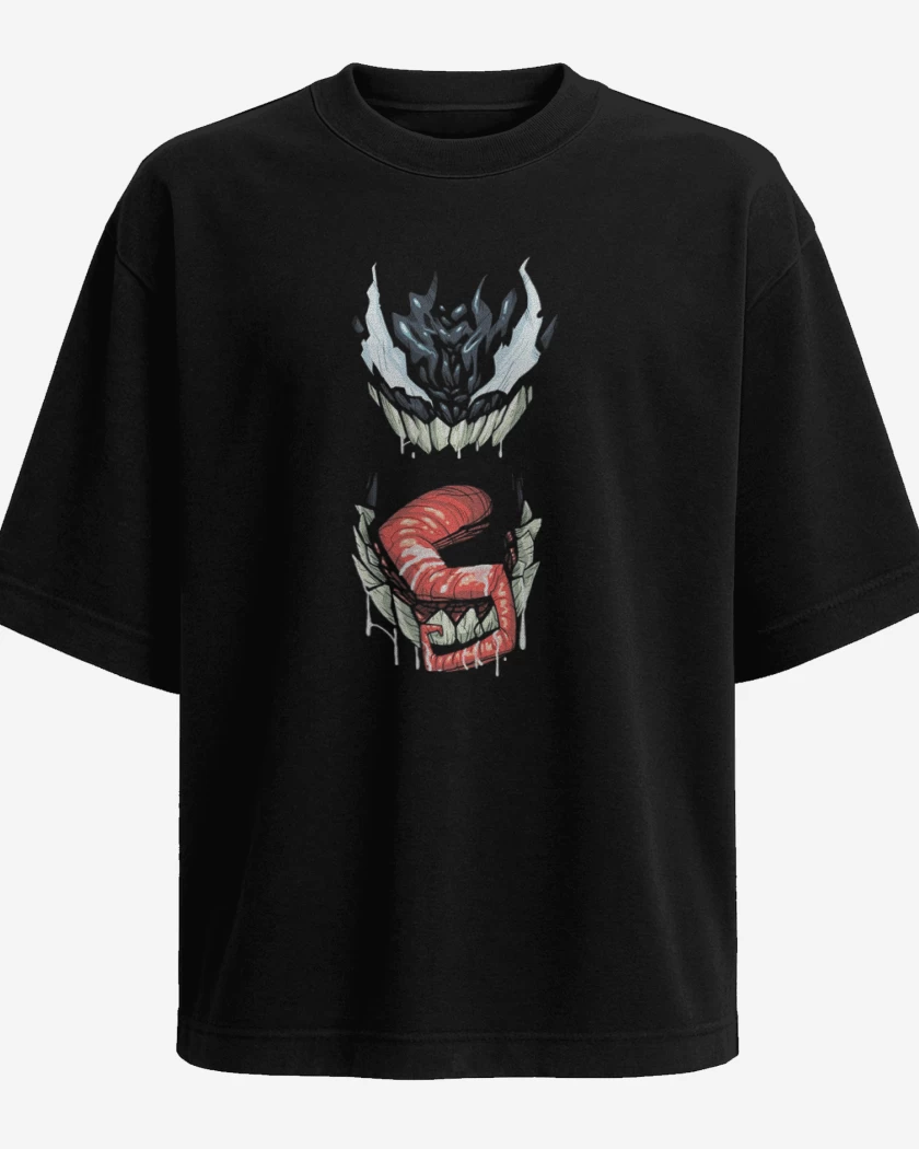 Polera Oversize Negro de Veneno full color