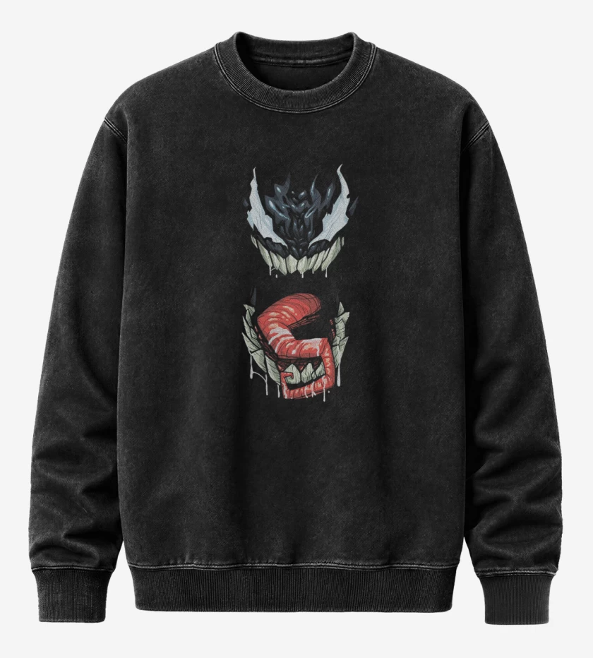 Poleron Polo Acid Wash Negro de Veneno full color