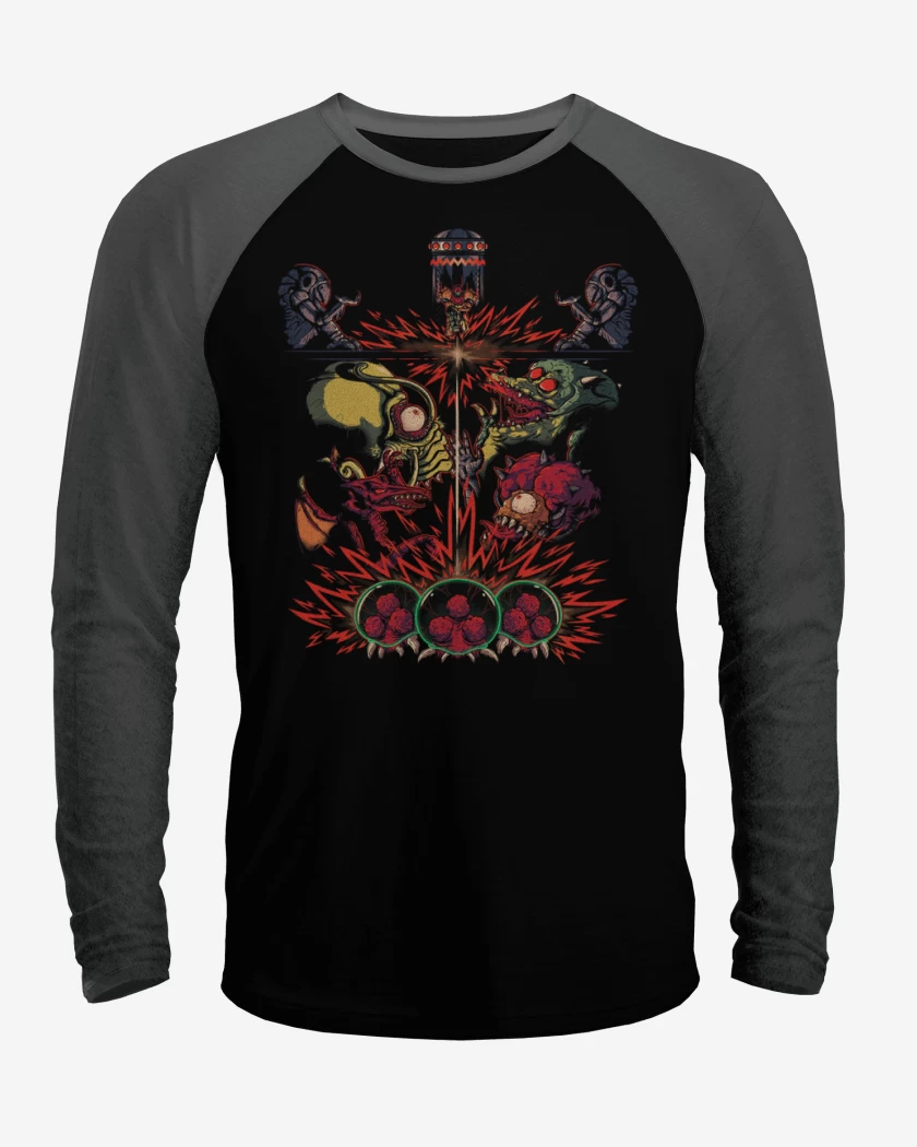 Polera Raglan Negro / Negro Heather de metroid
