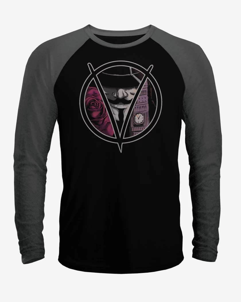 Polera Raglan Negro / Negro Heather de v de vendetta