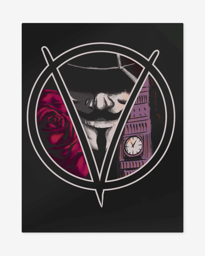 Print metalico Negro de v de vendetta