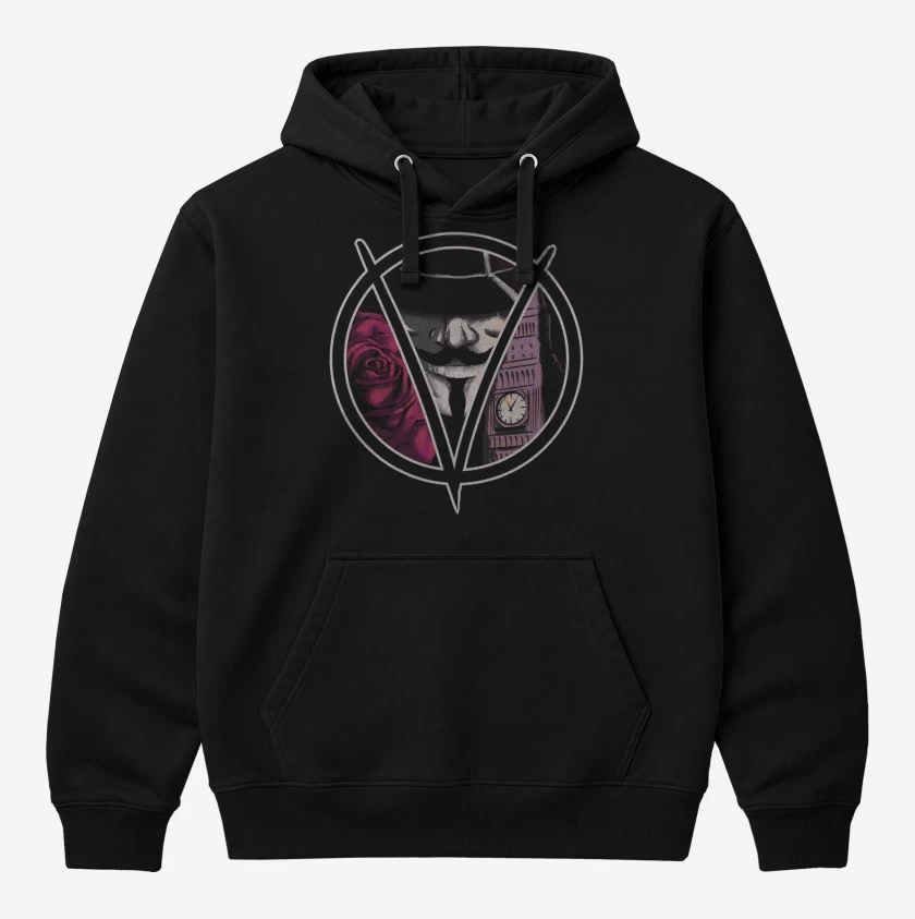 Polerón Canguro Negro de v de vendetta