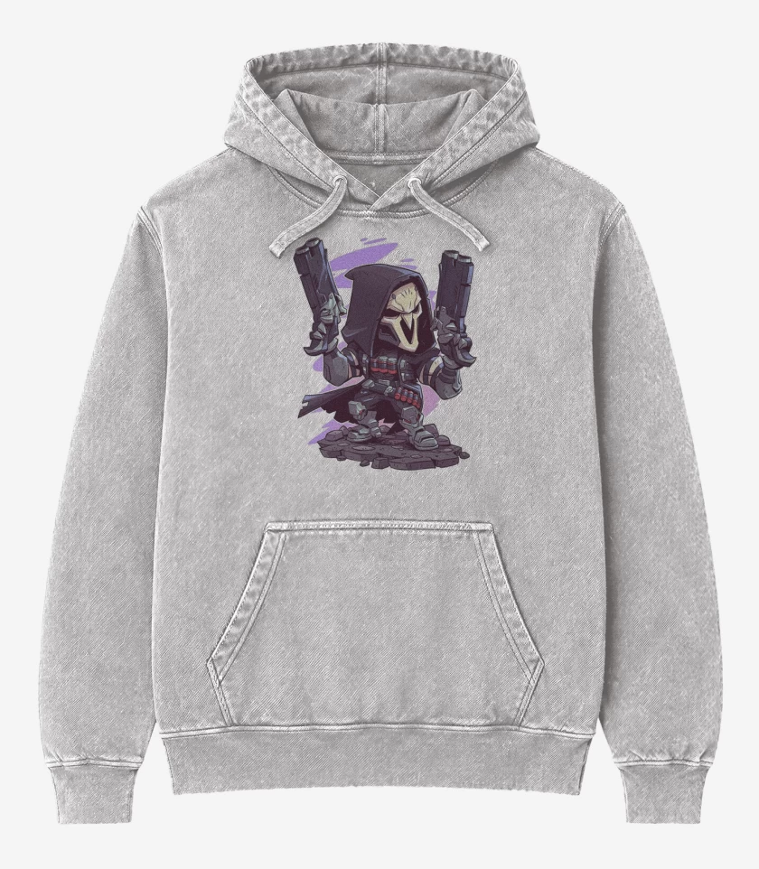 Poleron Canguro Acid Wash Gris Melange de Chibi reaper