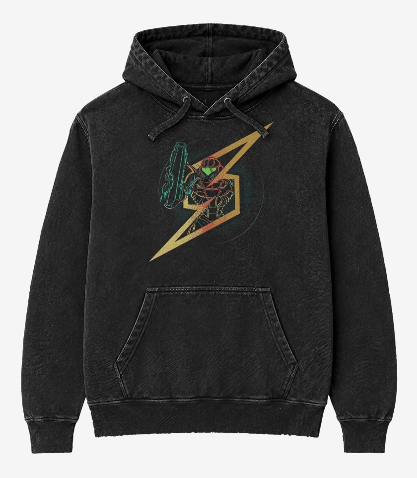 Poleron Canguro Acid Wash Negro de Samus 2