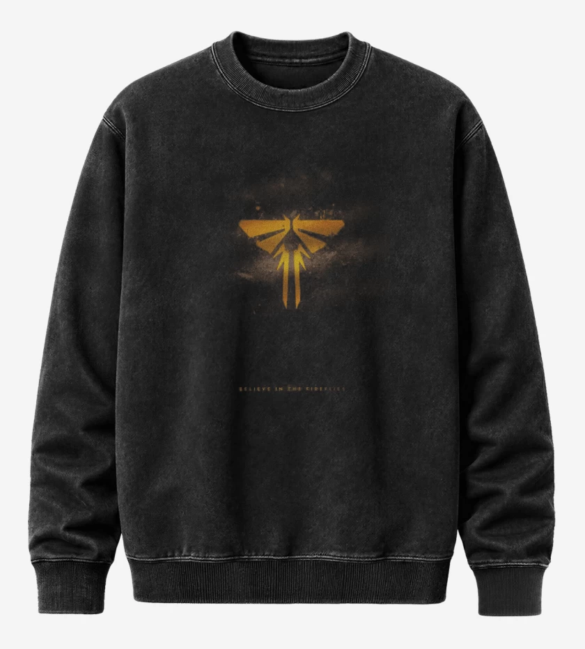 Poleron Polo Acid Wash Negro de the last of us luciernagas