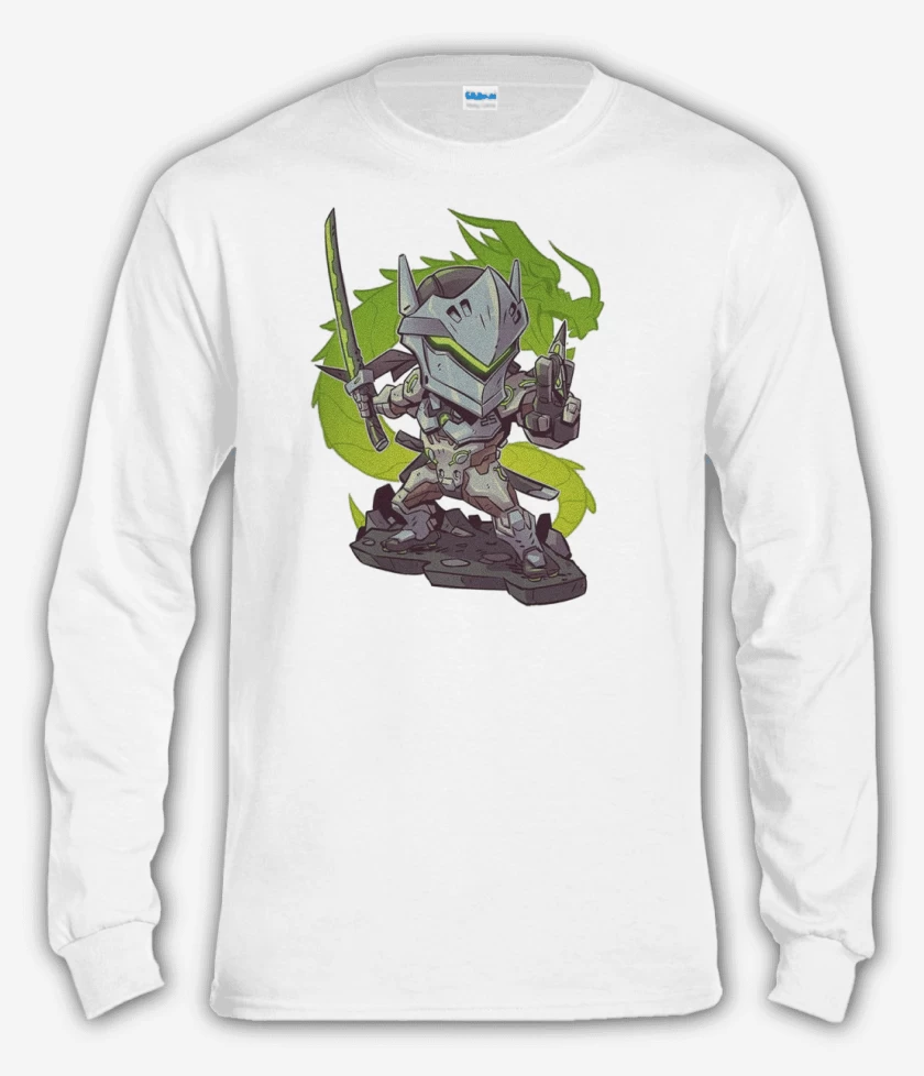 Polera manga larga Blanco de chibi genji