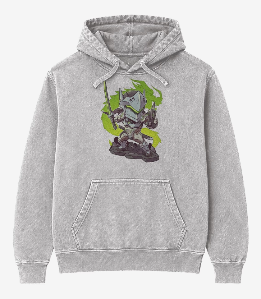 Poleron Canguro Acid Wash Gris Melange de chibi genji