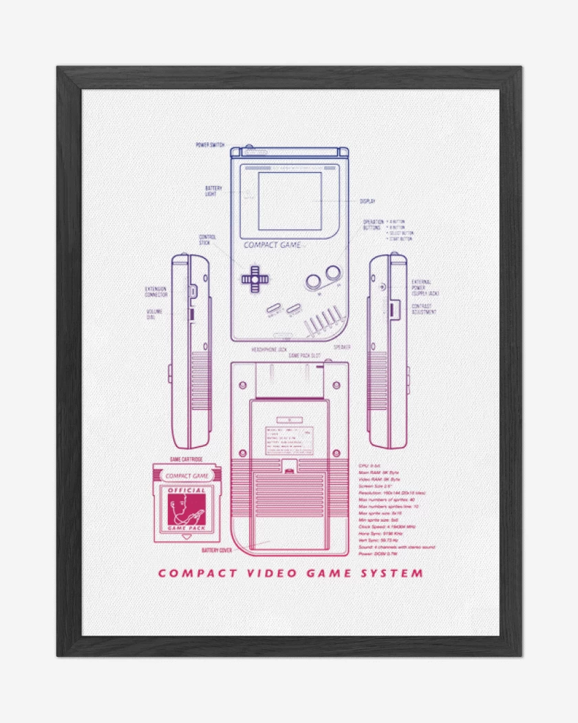 Cuadro decorativo Blanco de game boy 2