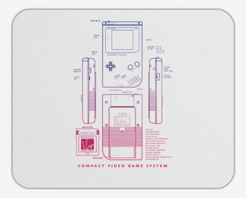 Mousepad Blanco de game boy 2