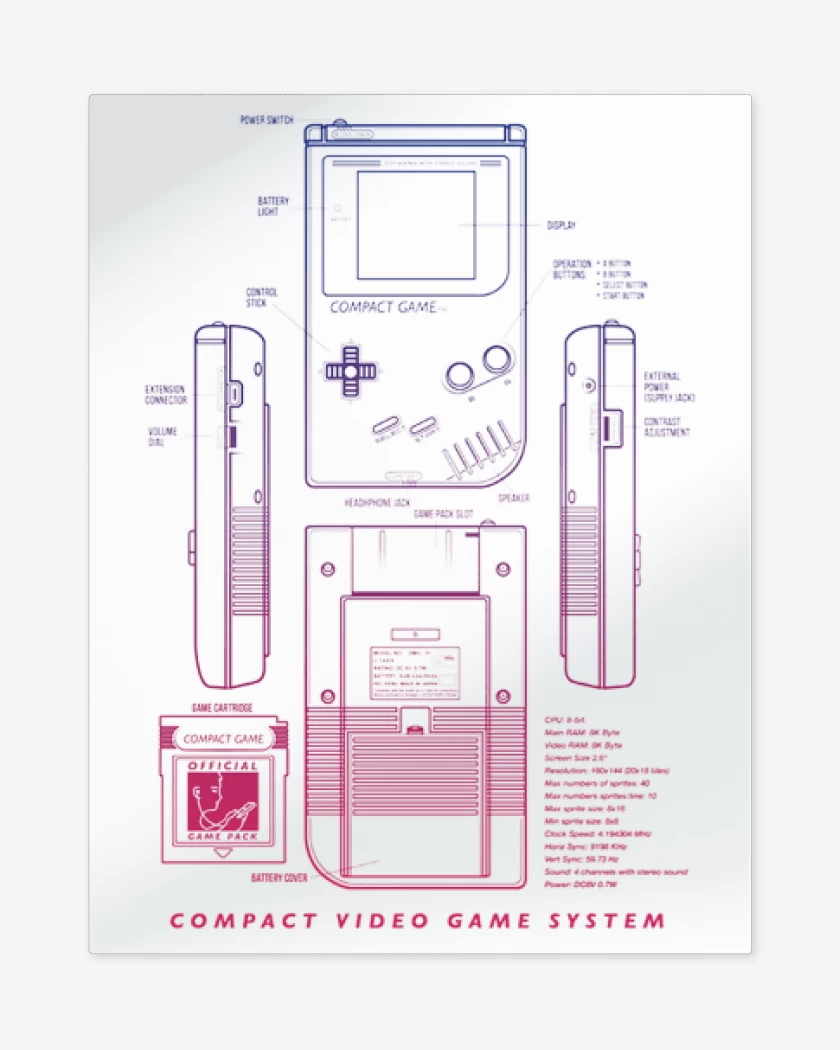 Print metalico Blanco de game boy 2