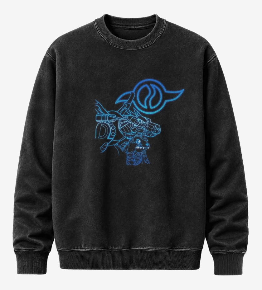 Poleron Polo Acid Wash Negro de gabumon 2