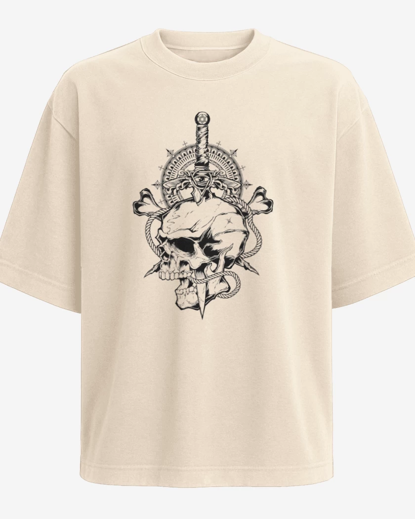 Polera Oversize Beige de skull 7