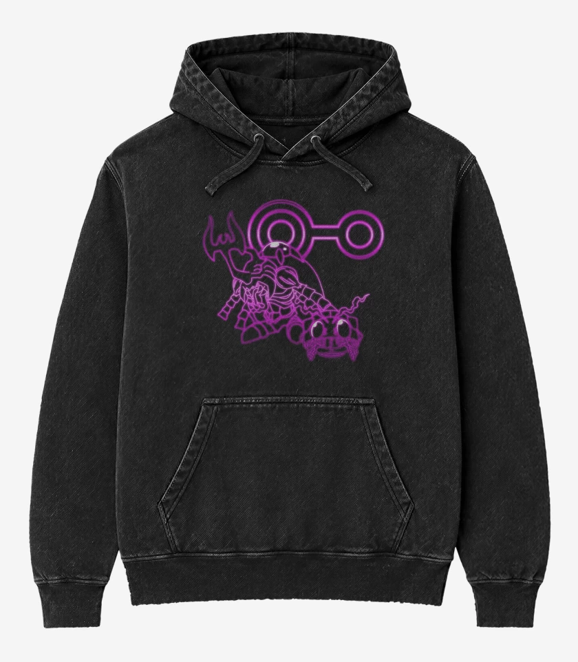 Poleron Canguro Acid Wash Negro de tentomon 2