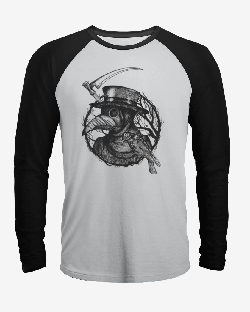 Polera Raglan Blanco / Negro de medico peste