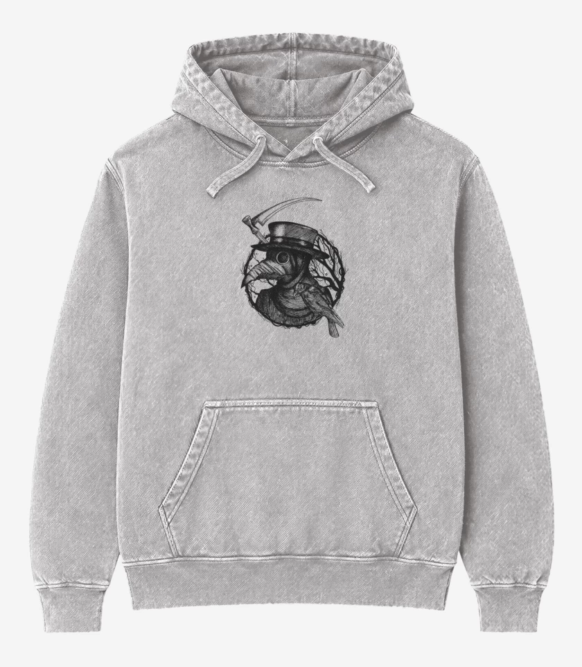 Poleron Canguro Acid Wash Gris Melange de medico peste