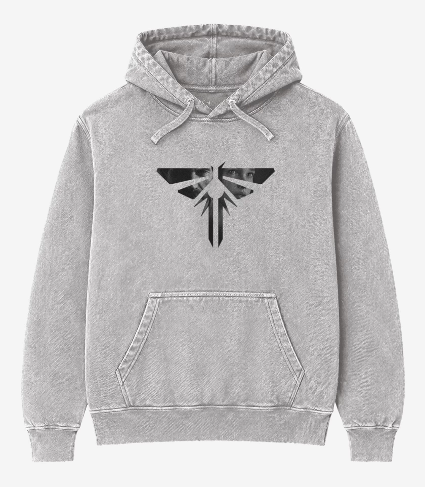 Poleron Canguro Acid Wash Gris Melange de the last of us 2