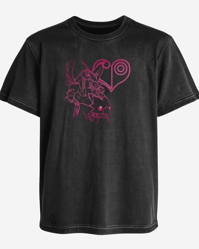 Polera desgastada Negro de piyomon 2 