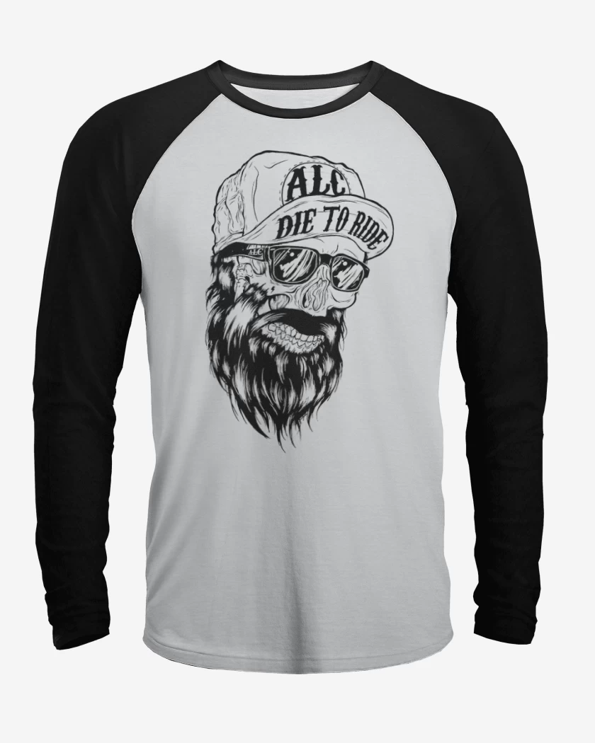 Polera Raglan Blanco / Negro de die to ride