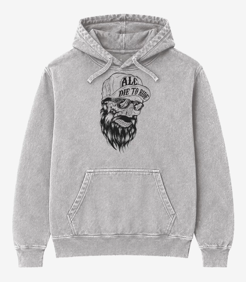 Poleron Canguro Acid Wash Gris Melange de die to ride