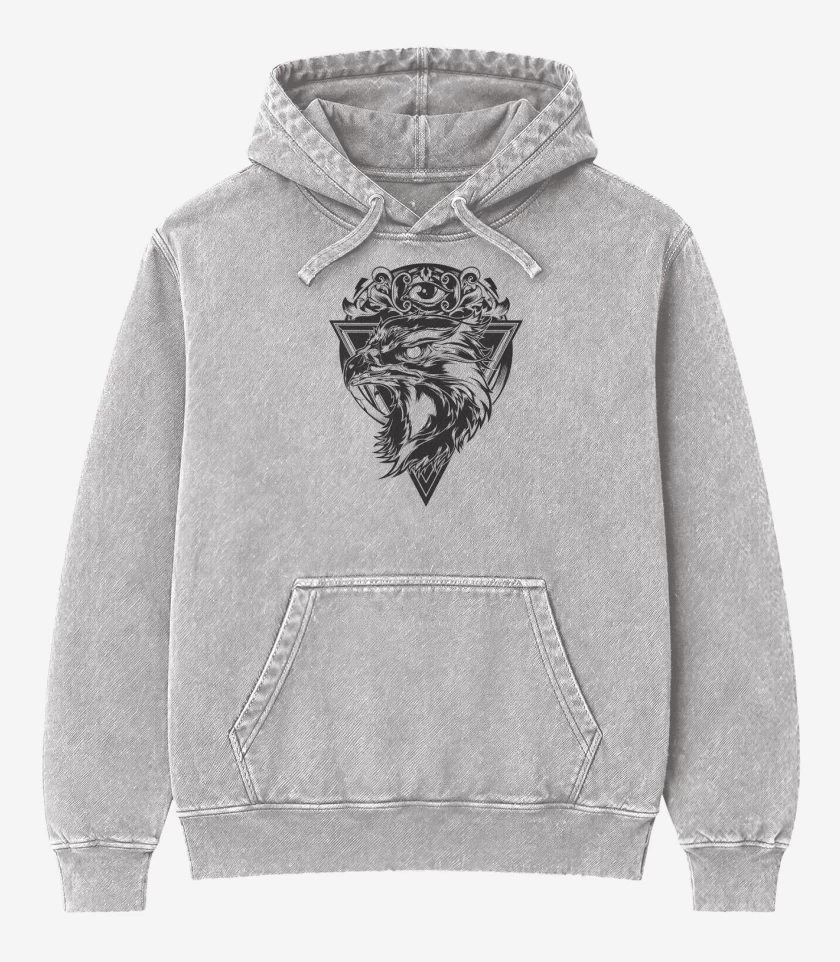 Poleron Canguro Acid Wash Gris Melange de Aguila