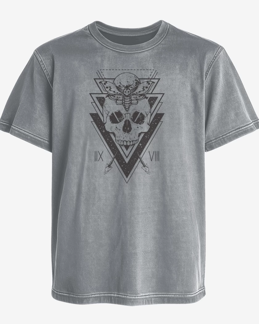 Polera desgastada Gris Melange de skull 5