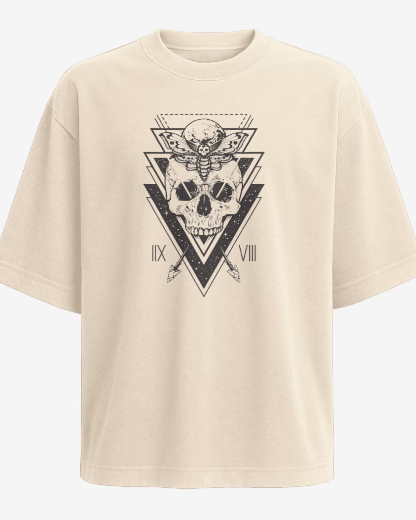 Polera Oversize Beige de skull 5