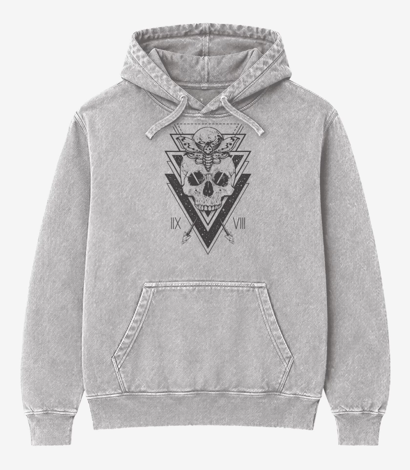 Poleron Canguro Acid Wash Gris Melange de skull 5