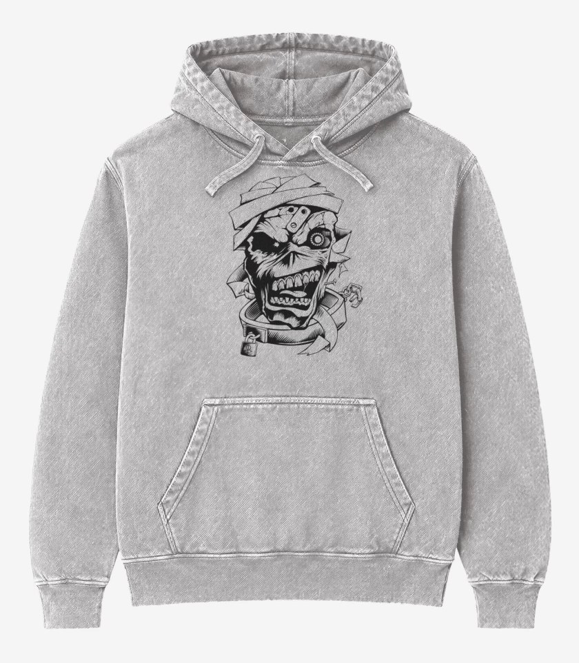 Poleron Canguro Acid Wash Gris Melange de eddie 2 