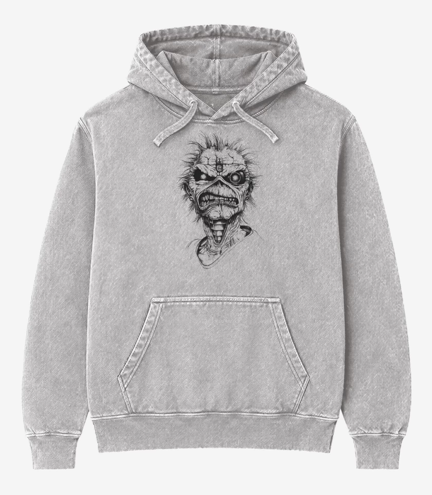 Poleron Canguro Acid Wash Gris Melange de eddie 