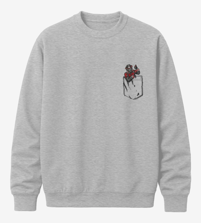 Poleron polo Gris Melange de Ant man bolsillo