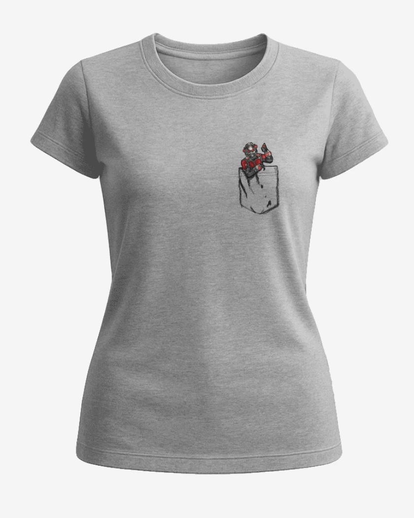 Polera de Mujer Gris Melange de Ant man bolsillo