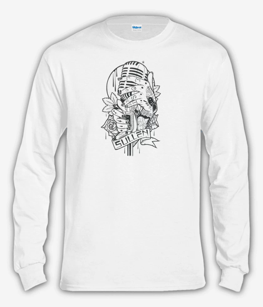 Polera manga larga Blanco de microfono