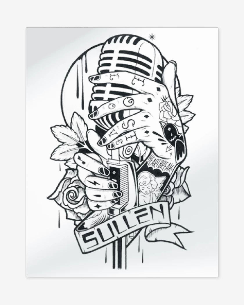 Print metalico Blanco de microfono