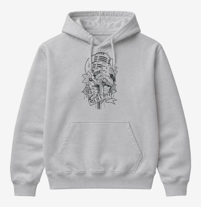 Poleron Canguro básico Gris Melange de microfono