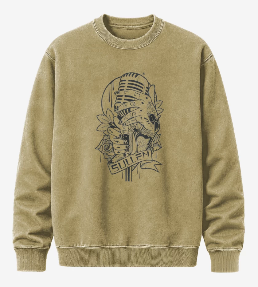 Poleron Polo Acid Wash Beige de microfono