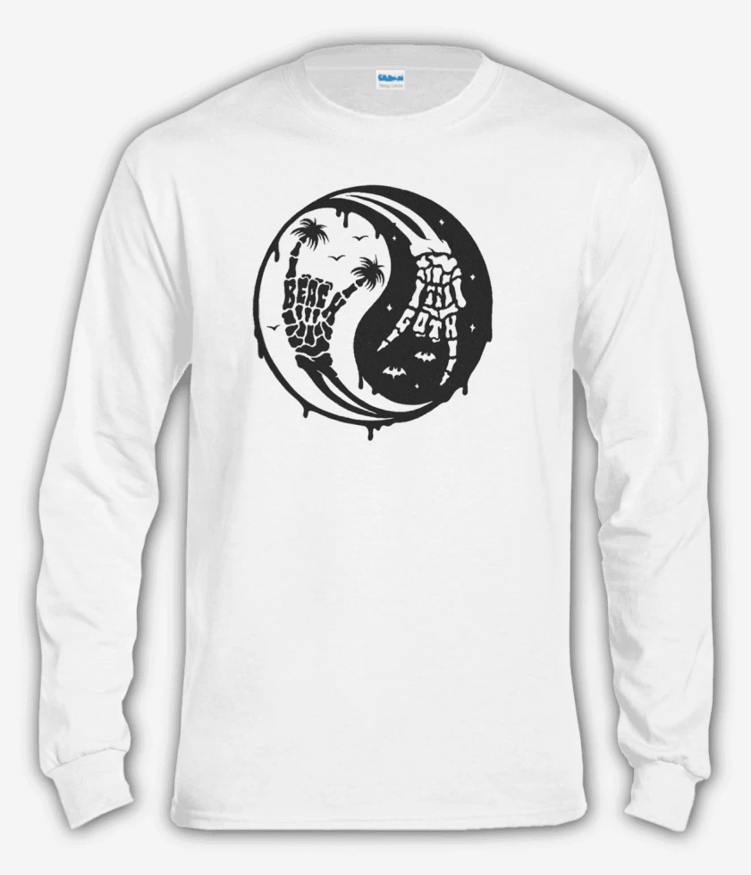 Polera manga larga Blanco de ying yang