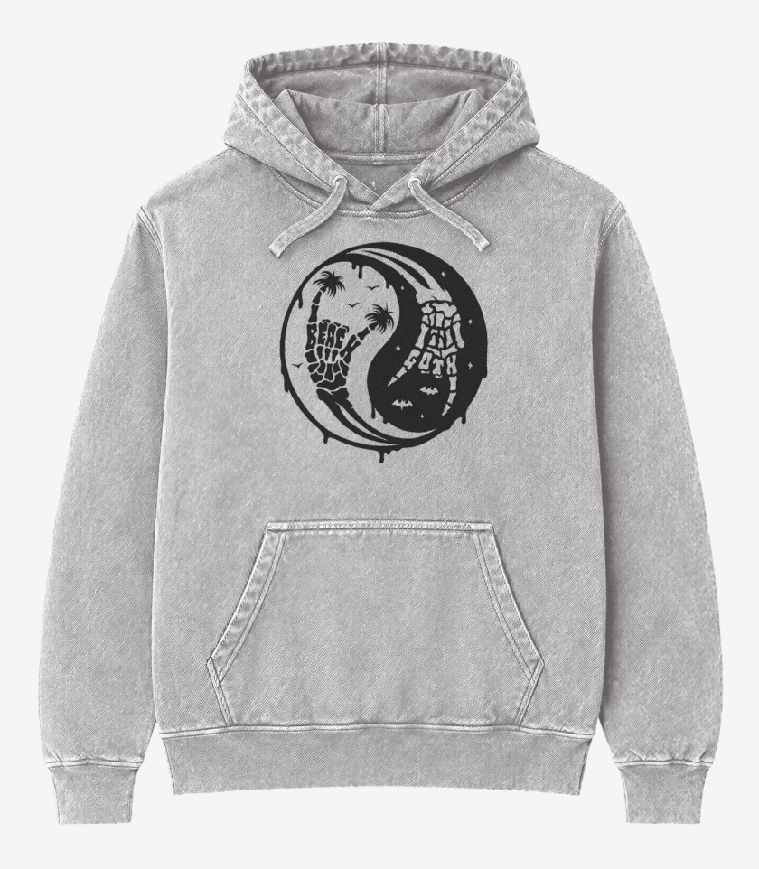 Poleron Canguro Acid Wash Gris Melange de ying yang