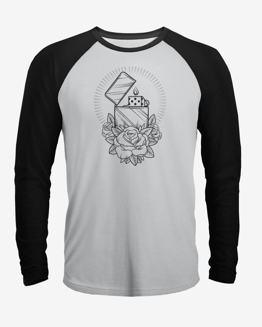 Polera Raglan Blanco / Negro de encendedor