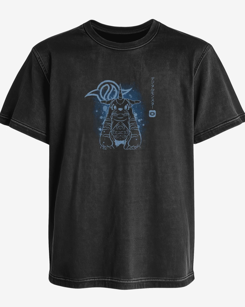 Polera desgastada Negro de gabumon