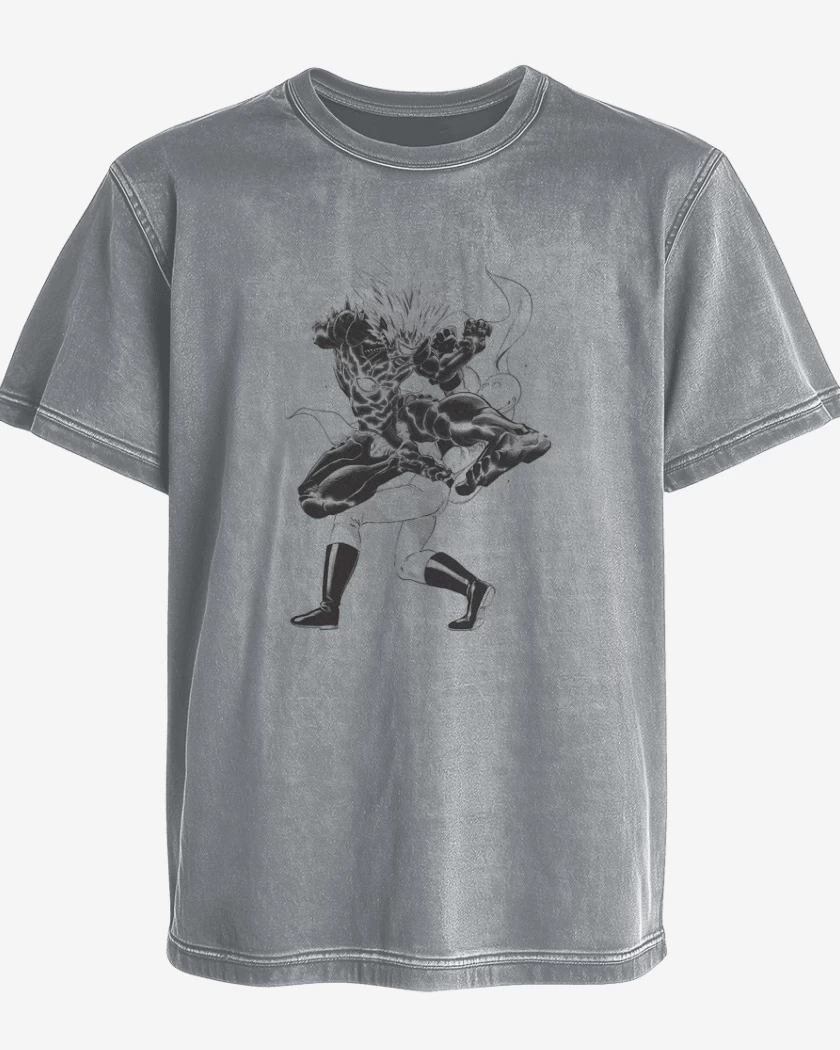Polera desgastada Gris Melange de saitama 3
