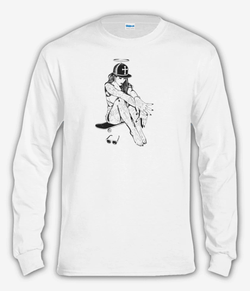 Polera manga larga Blanco de skater