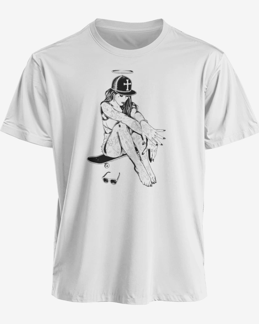 Polera premium Blanco de skater