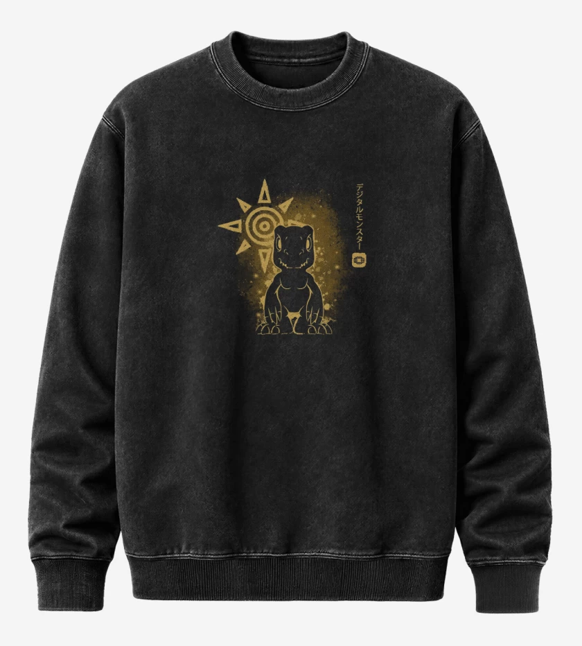Poleron Polo Acid Wash Negro de Agumon 