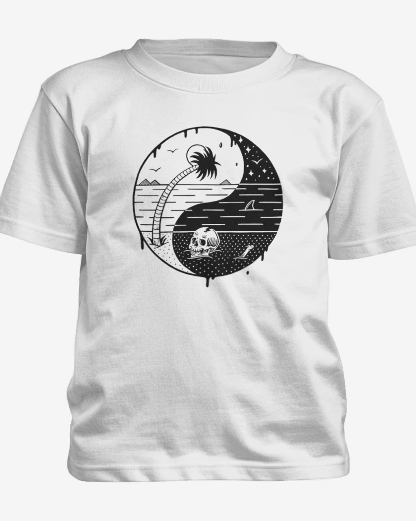 Polera de niño Blanco de ying yang beach