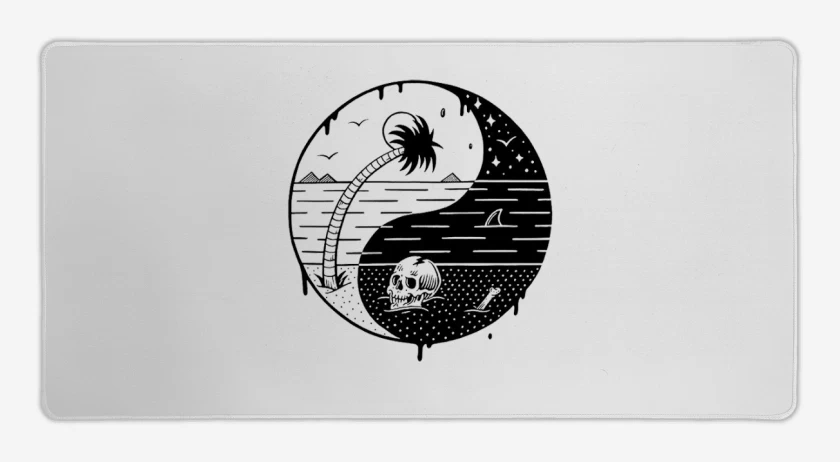 Mouse pad Gamer Blanco de ying yang beach